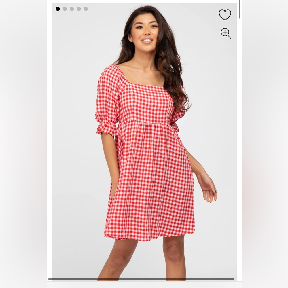 Square neck babydoll plaid dress, S.